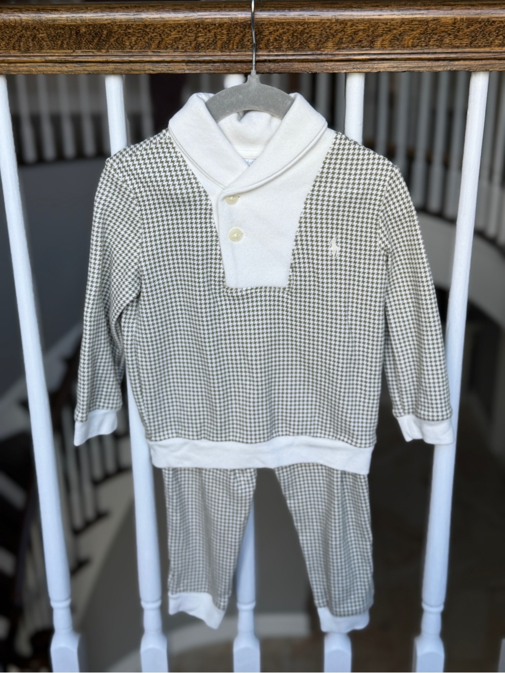 Ralph Lauren Houndstooth Cotton Pullover & Pant Set